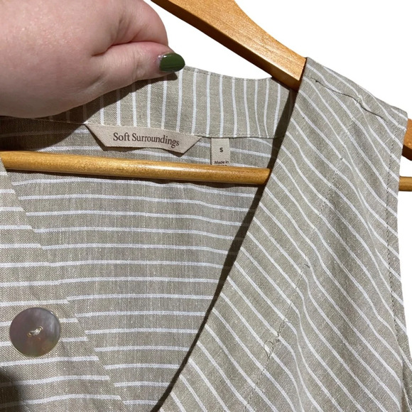 SOFT SURROUNDINGS Chasia Dress Button Up Striped Midi Dress Cotton Hemp‎ Small - Picture 5 of 9